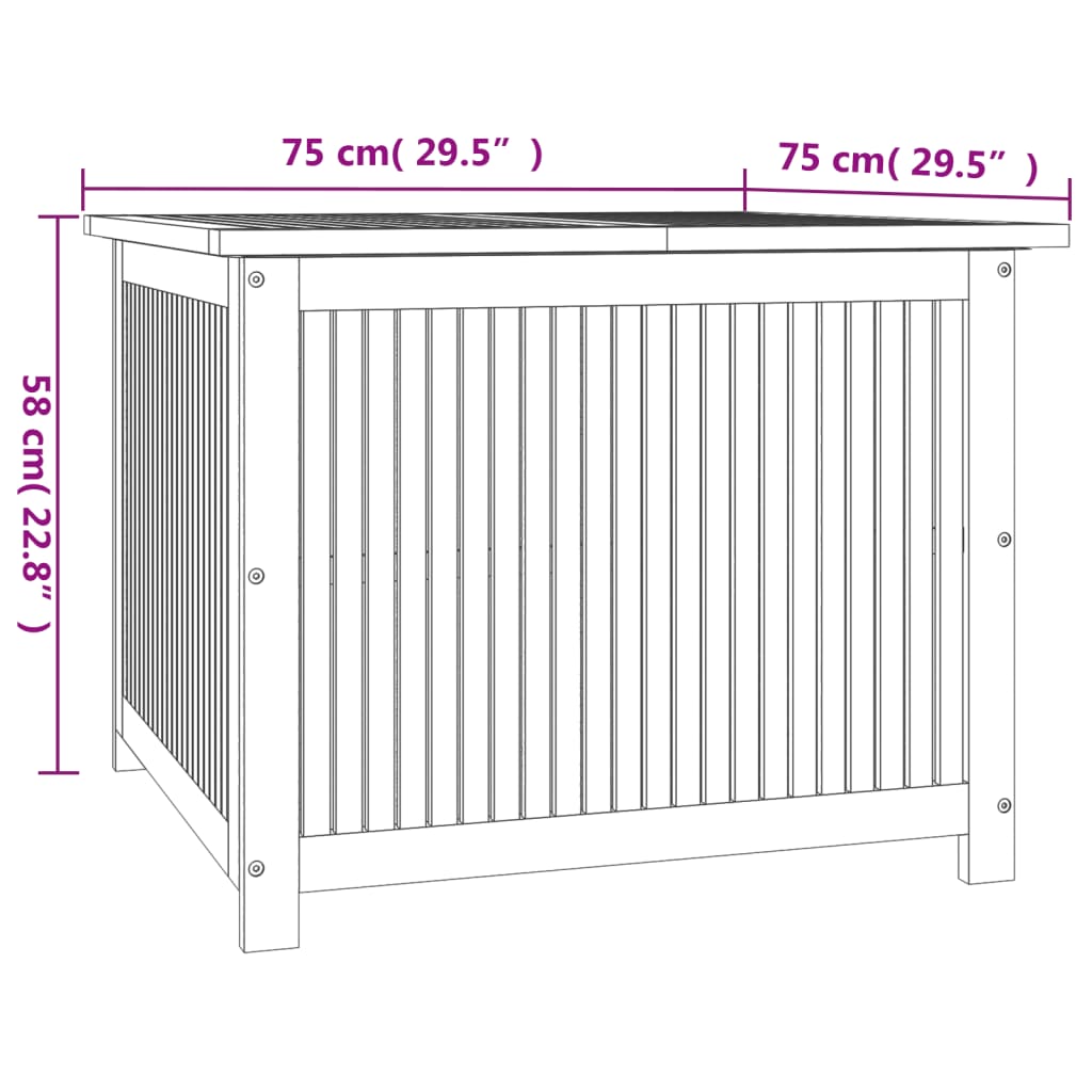 Zahradní úložný box 75 x 75 x 58 cm masivní akáciové dřevo