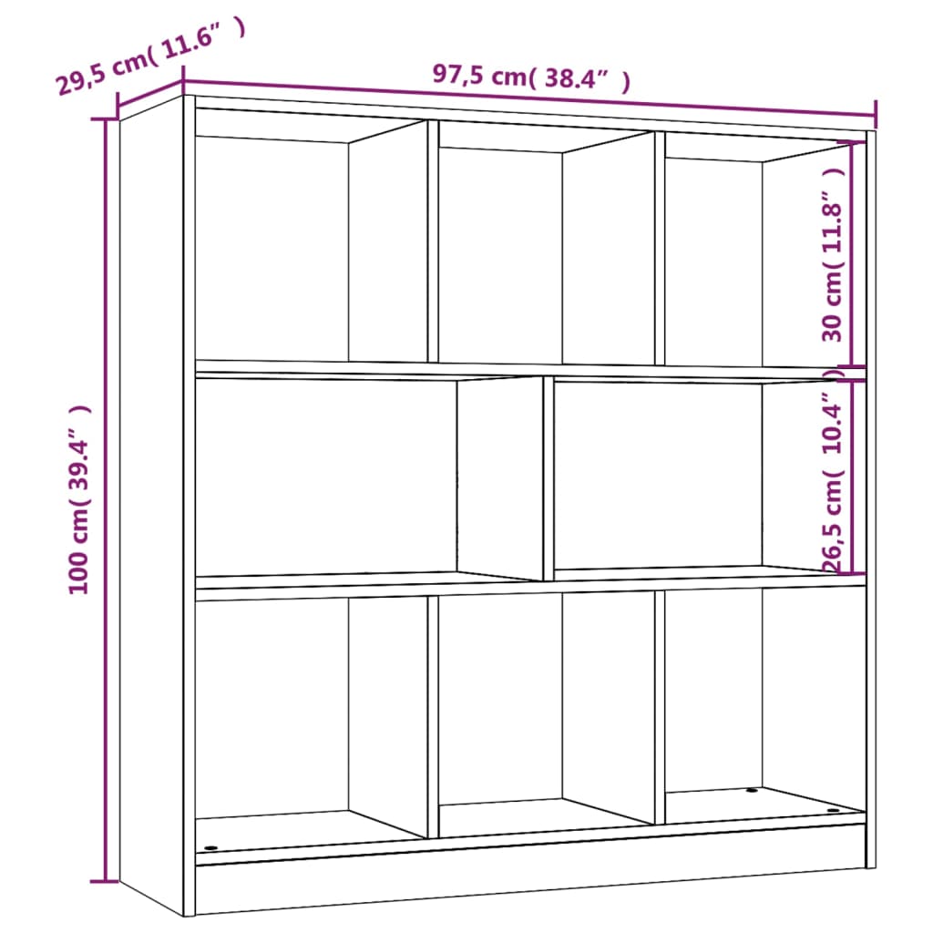 Knihovna kouřový dub 97,5 x 29,5 x 100 cm kompozitní dřevo