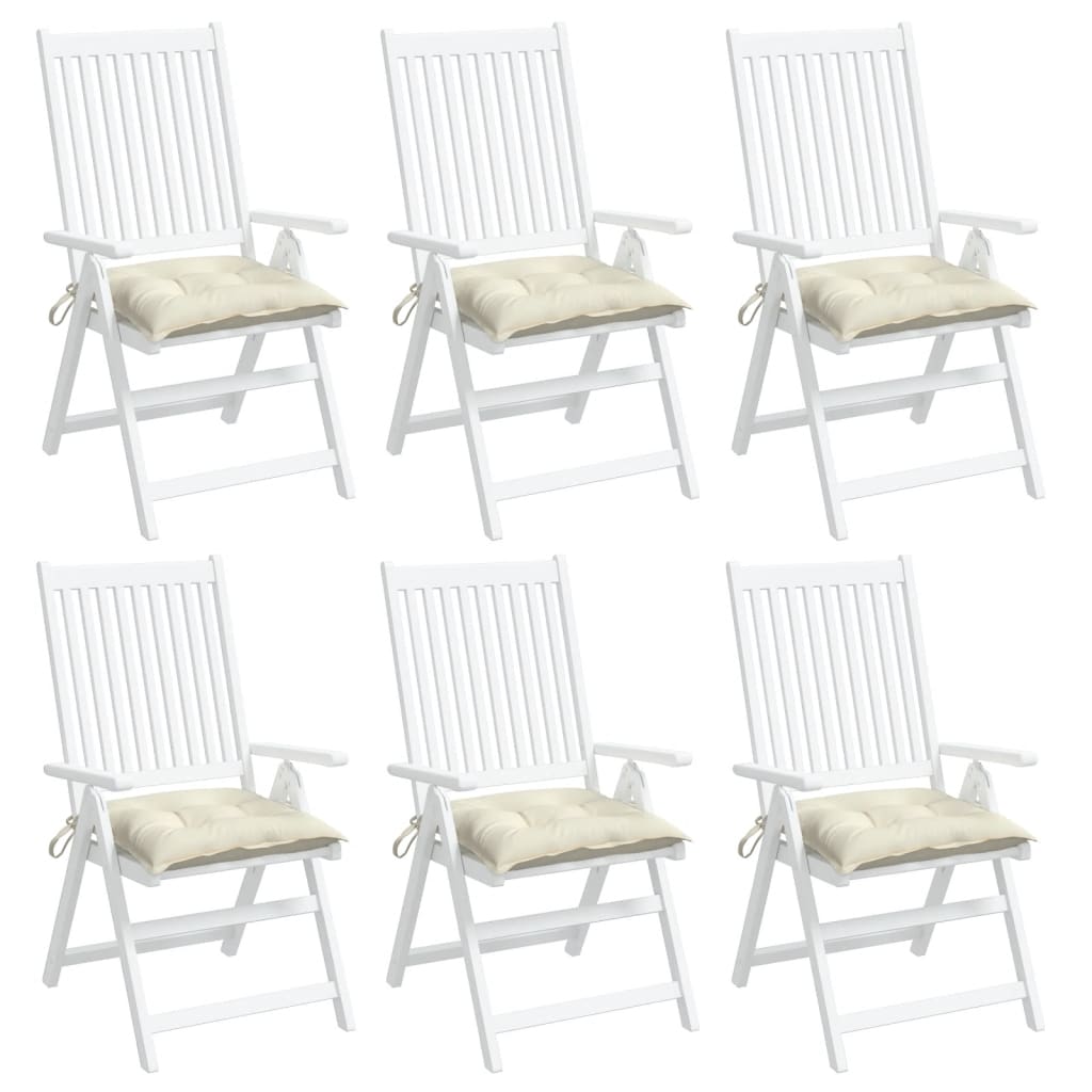 Podušky na židli 6 ks krémově bílé 40 x 40 x 7 cm látka oxford