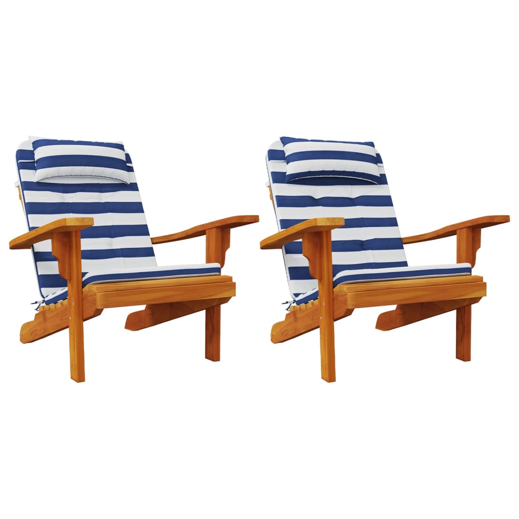 Podušky na židli Adirondack 2 ks modré a bílé pruhy oxford