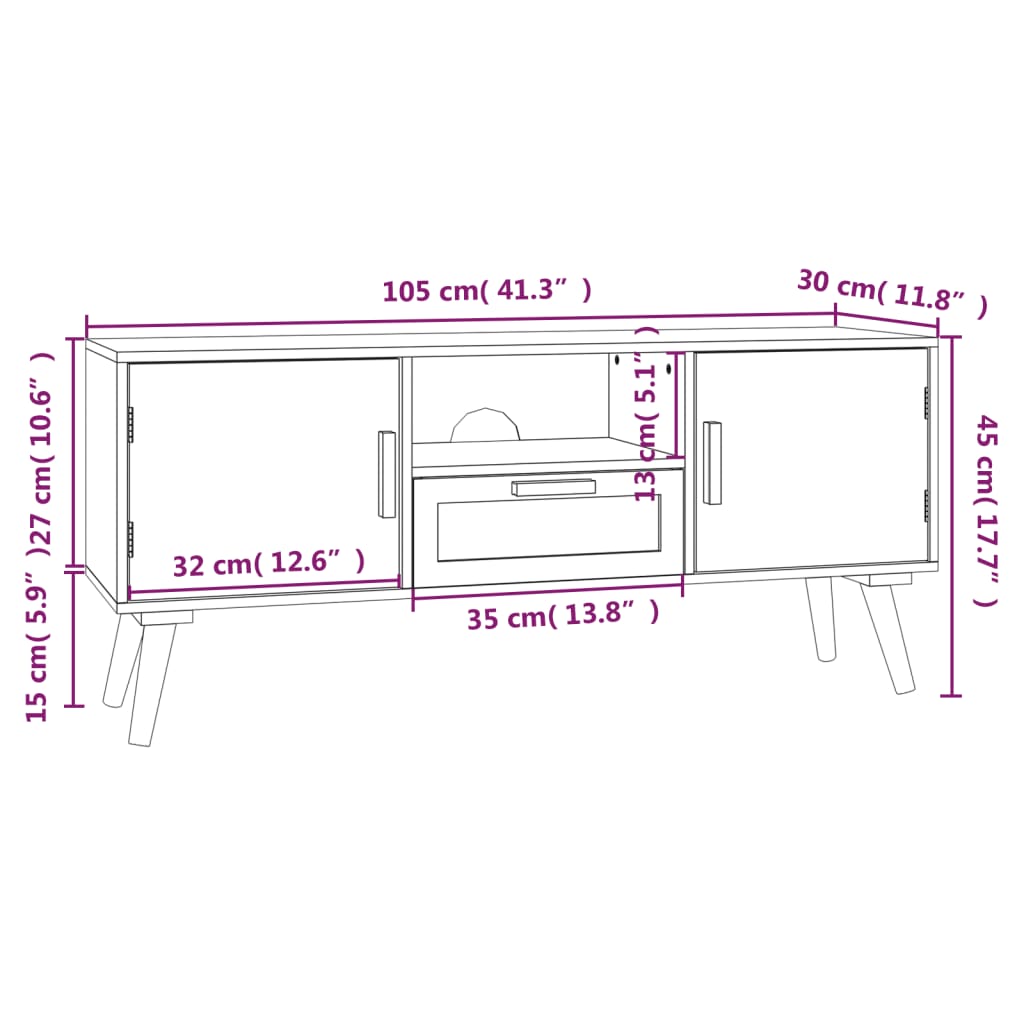 TV skříňka s dvířky 105 x 30 x 45 cm kompozitní dřevo