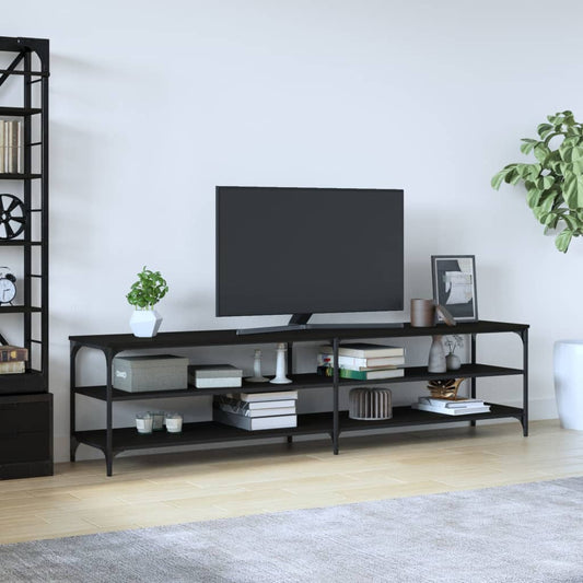 TV skříňka černá 200 x 30 x 50 cm kompozitní dřevo a kov