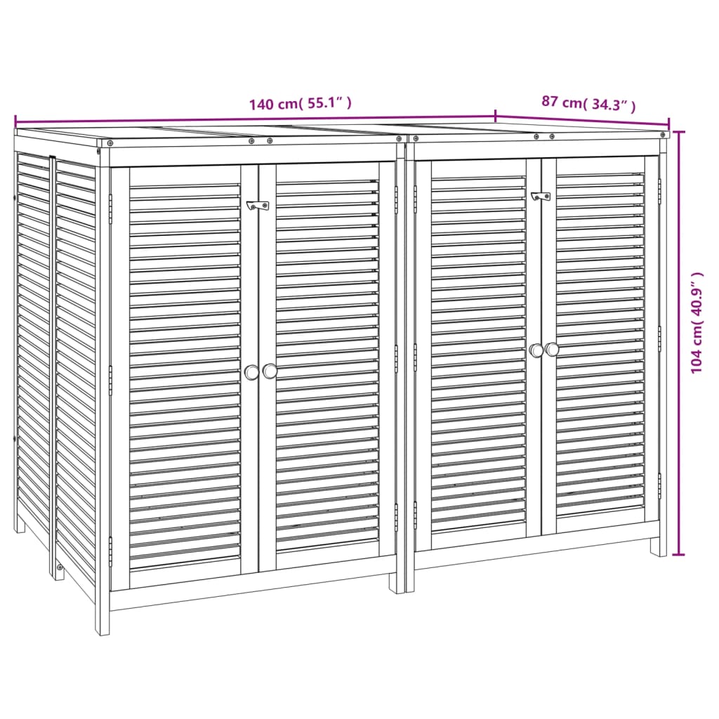 Zahradní úložný box 140 x 87 x 104 cm masivní akáciové dřevo