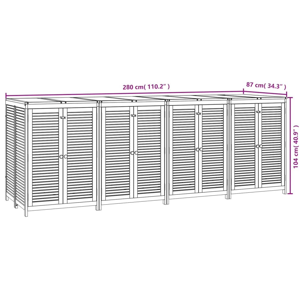 Zahradní úložný box 280 x 87 x 104 cm masivní akáciové dřevo