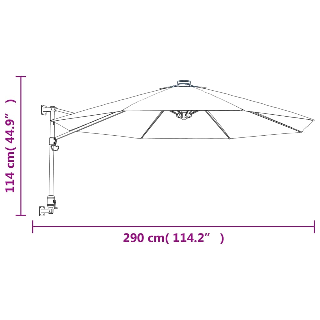 Nástěnný slunečník jablkově zelený 290 cm