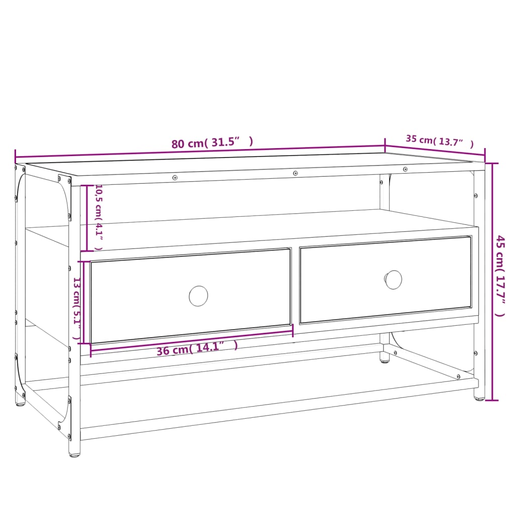 TV skříňka kouřový dub 80 x 35 x 45 cm kompozitní dřevo