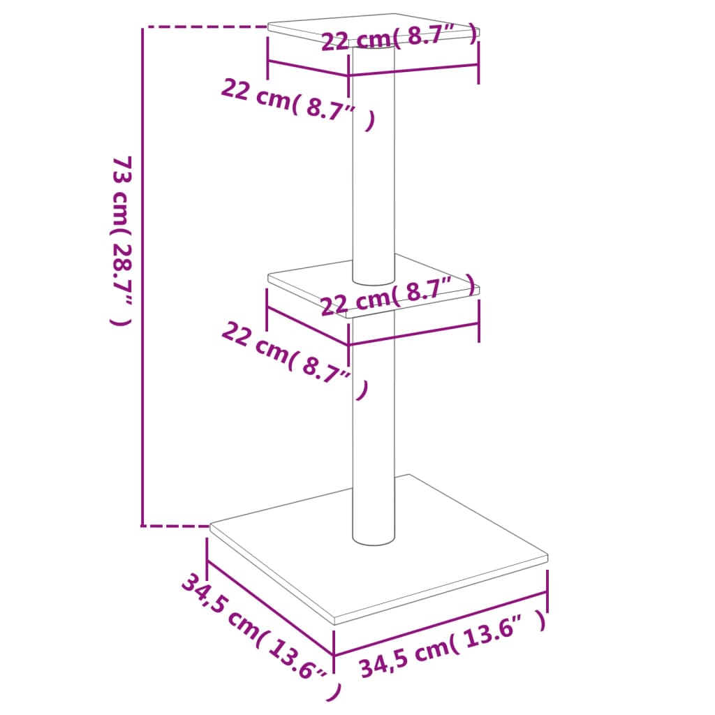 Škrabadlo pro kočky se sisalovými sloupky krémové 73 cm