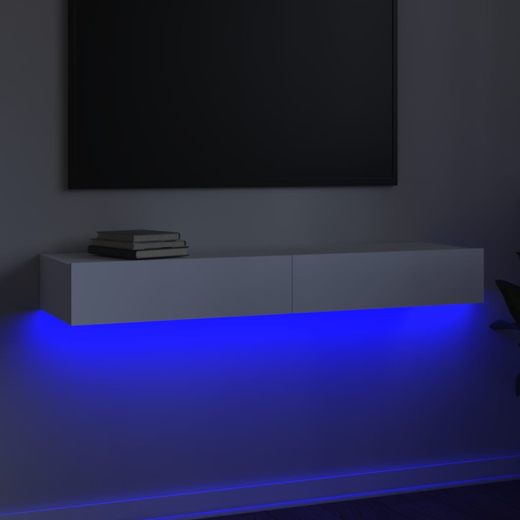 TV skříňka s LED osvětlením bílá 120 x 35 x 15,5 cm