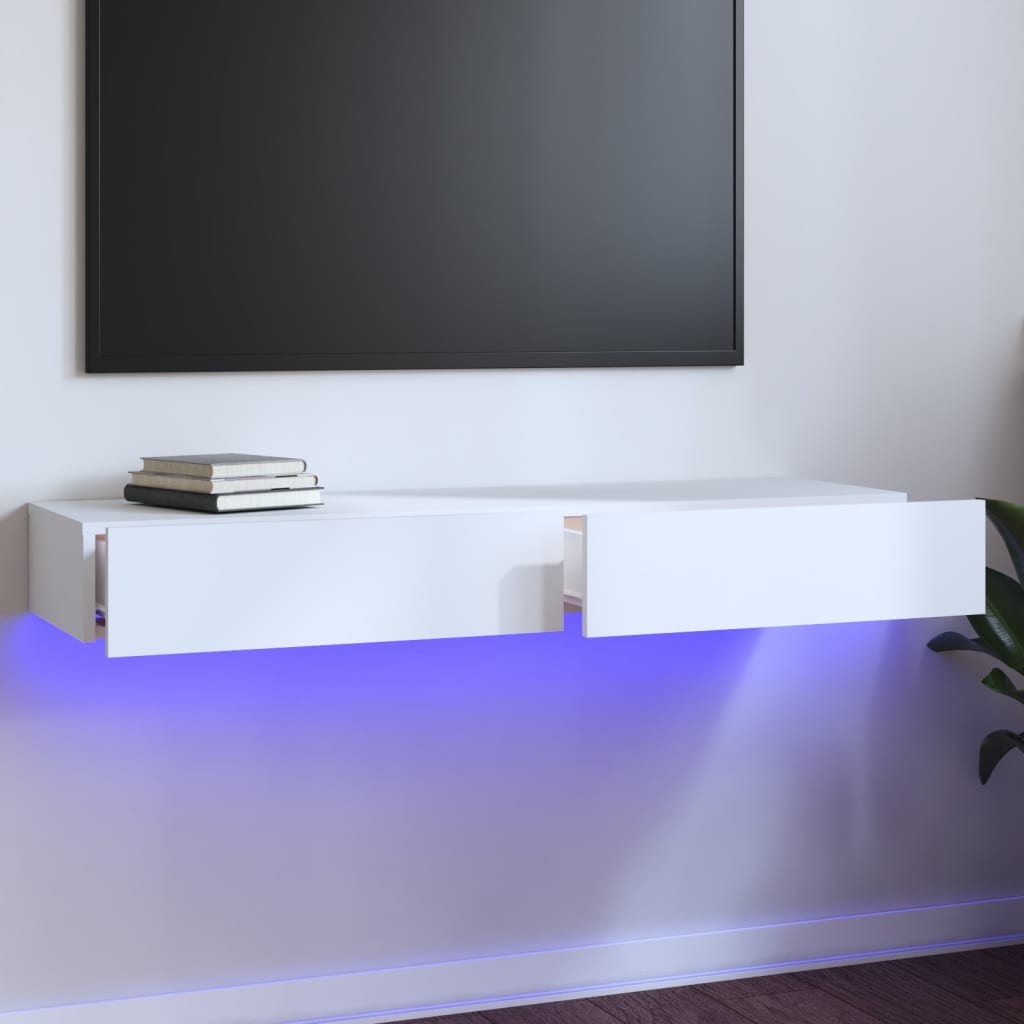 TV skříňka s LED osvětlením bílá 120 x 35 x 15,5 cm