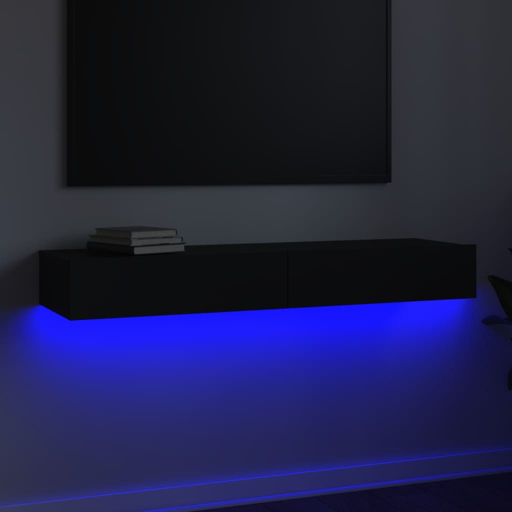 TV skříňka s LED osvětlením černá 120 x 35 x 15,5 cm