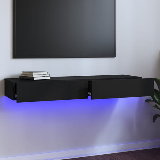 TV skříňka s LED osvětlením černá 120 x 35 x 15,5 cm