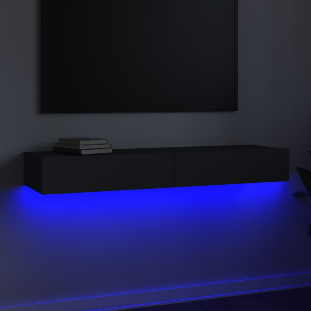 TV skříňka s LED osvětlením šedá 120 x 35 x 15,5 cm