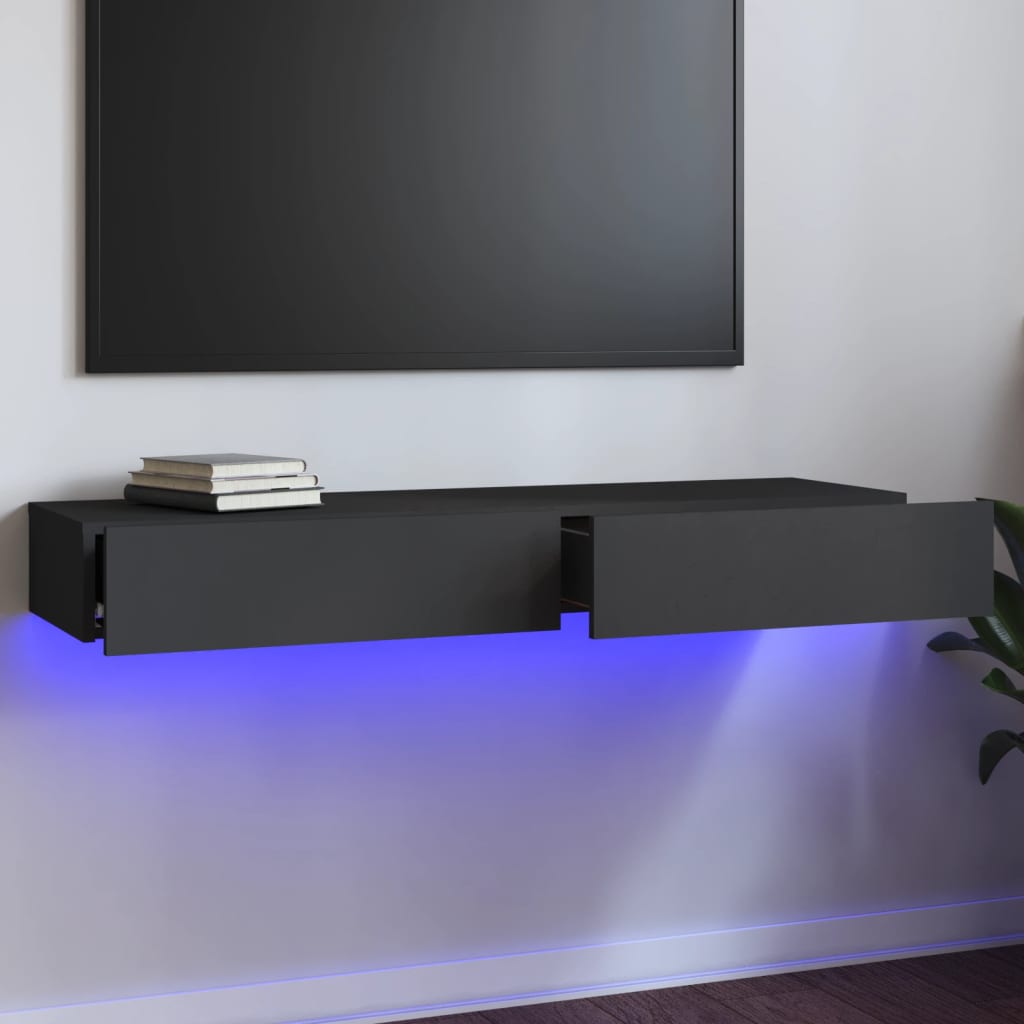 TV skříňka s LED osvětlením šedá 120 x 35 x 15,5 cm