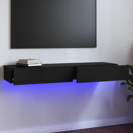 TV skříňka s LED osvětlením černá vysoký lesk 120x35x15,5 cm