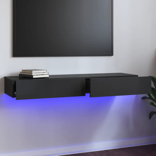 TV skříňka s LED osvětlením šedá vysoký lesk 120 x 35 x 15,5 cm