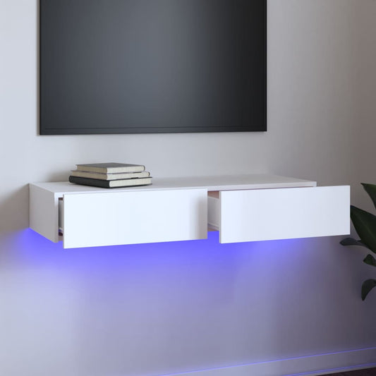 TV skříňka s LED osvětlením bílá 90 x 35 x 15,5 cm