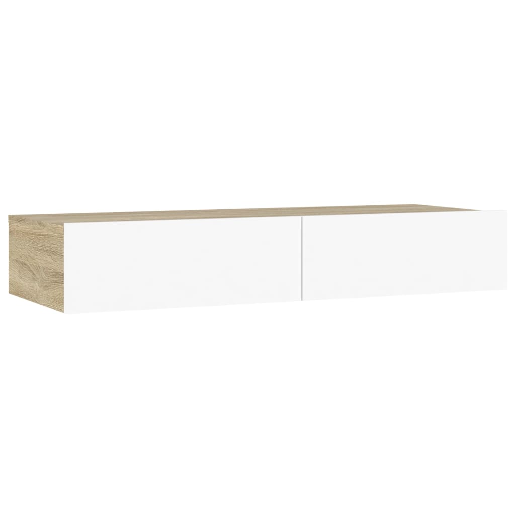 TV skříňka s LED osvětlením bílá a dub sonoma 90 x 35 x 15,5 cm