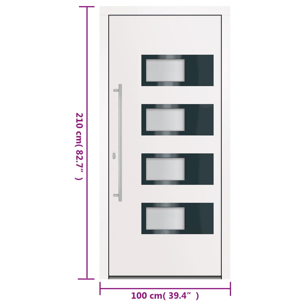 Vchodové dveře bílé 100 x 210 cm hliník a PVC