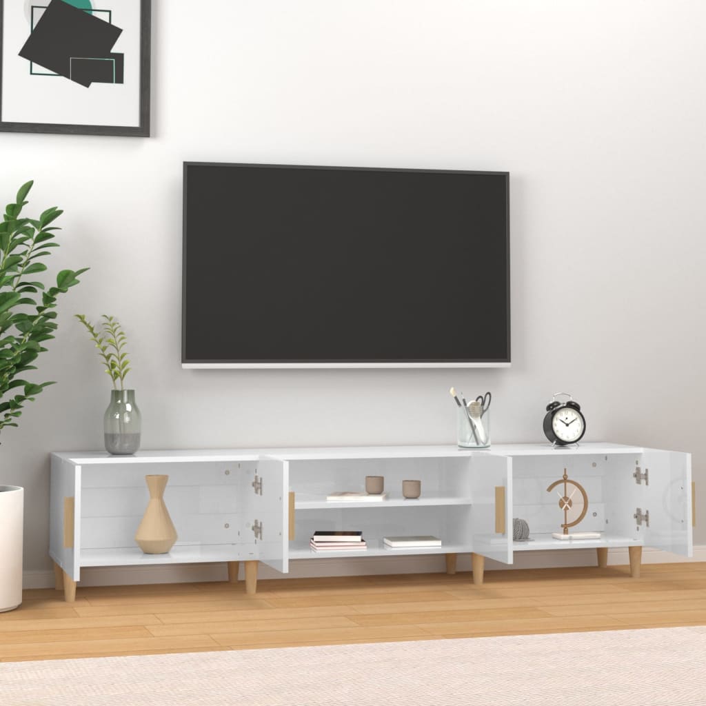 TV skříňka bílá vysoký lesk 180 x 31,5 x 40 cm kompozitní dřevo