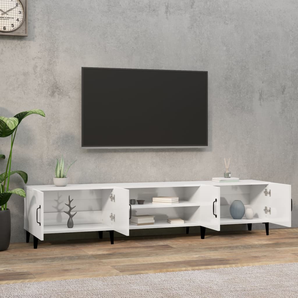 TV skříňka bílá vysoký lesk 180 x 31,5 x 40 cm kompozitní dřevo