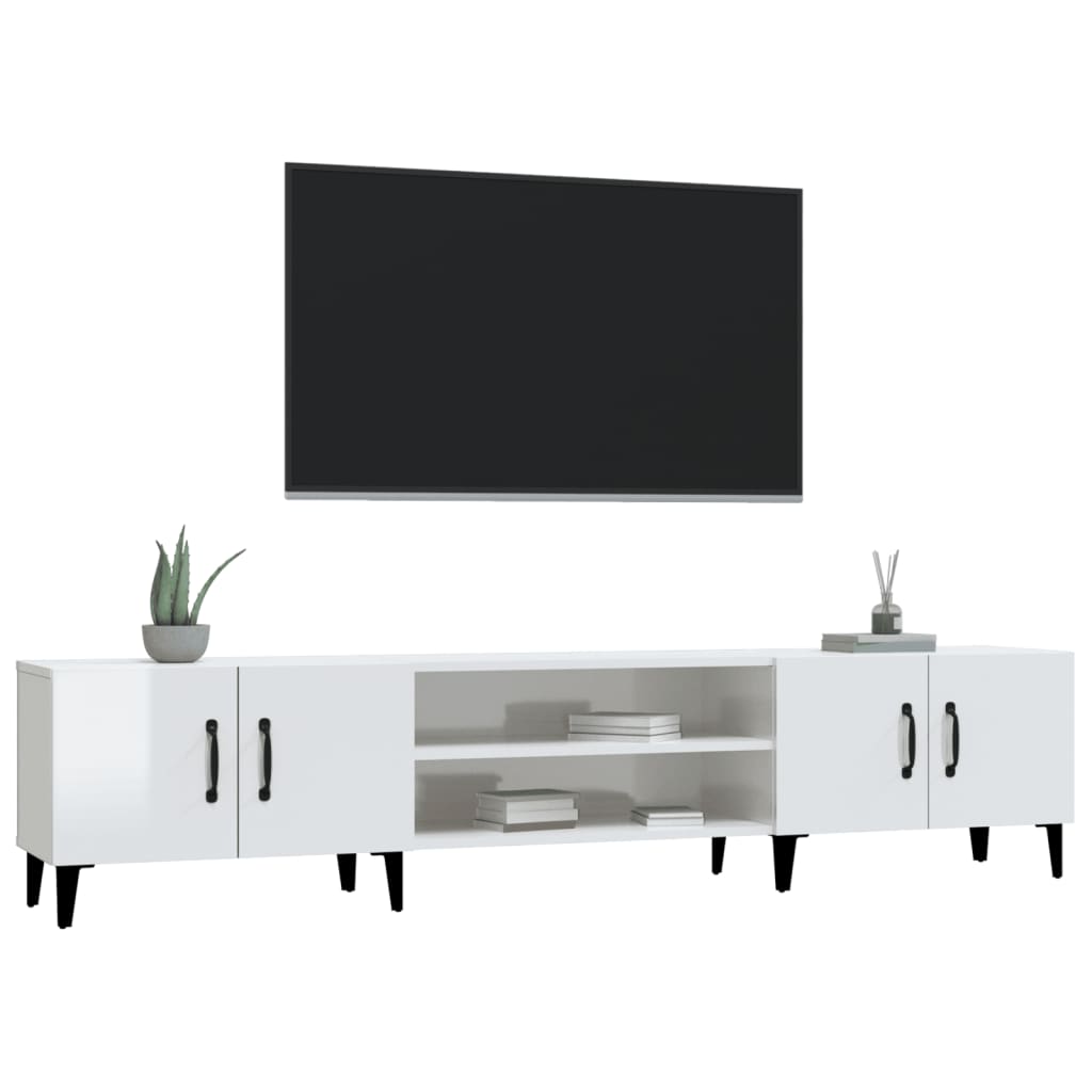 TV skříňka bílá vysoký lesk 180 x 31,5 x 40 cm kompozitní dřevo