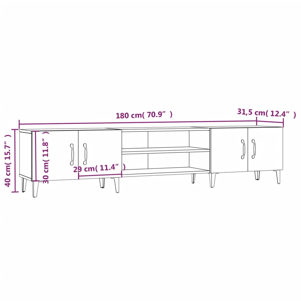 TV skříňka hnědý dub 180 x 31,5 x 40 cm kompozitní dřevo