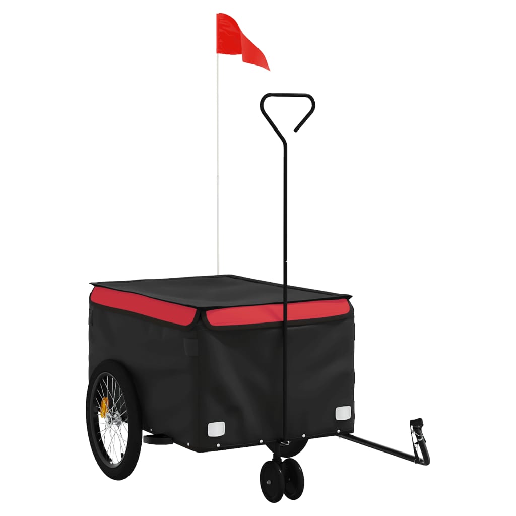 Vozík za kolo černý a červený 30 kg železo