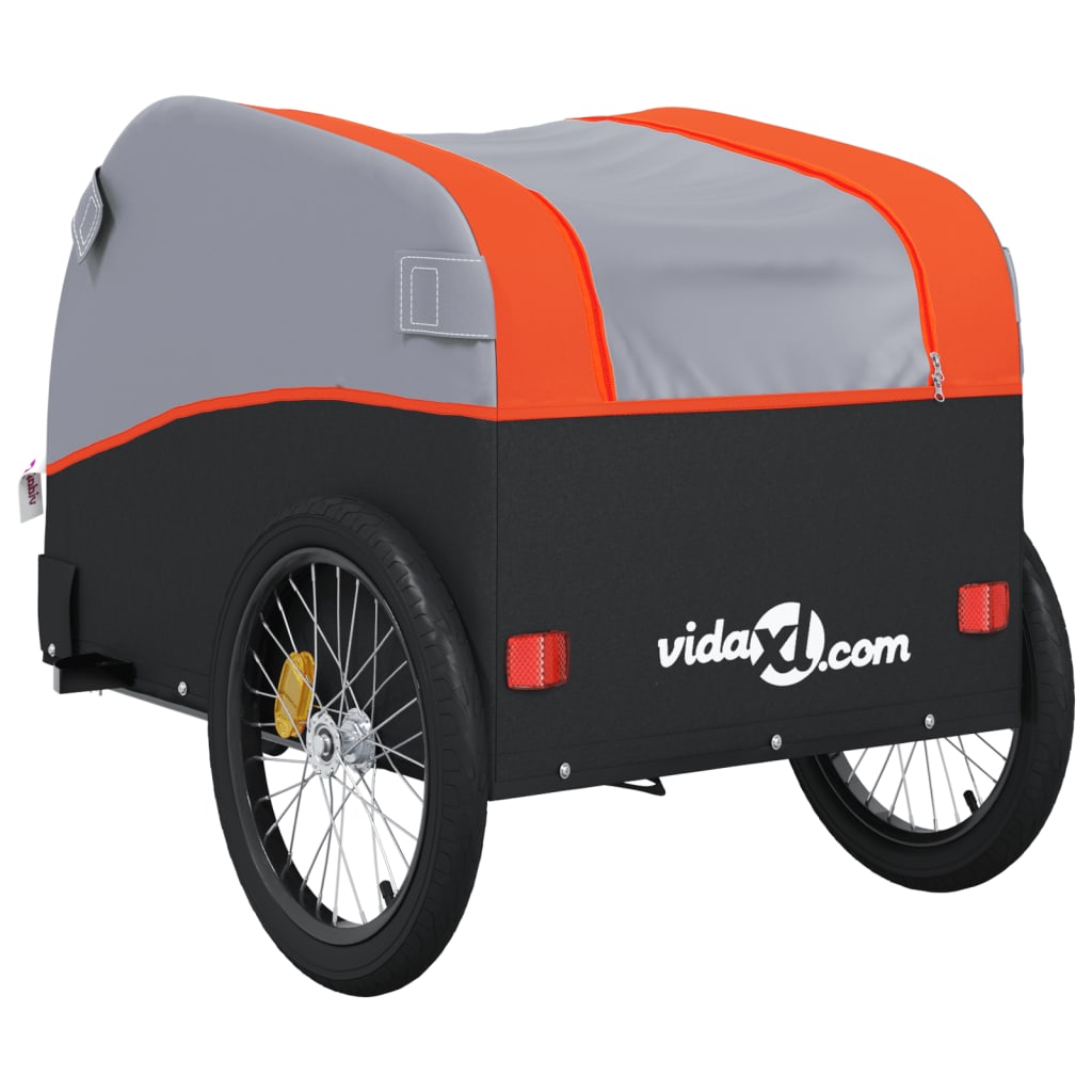 Vozík za kolo černý a oranžový 45 kg železo