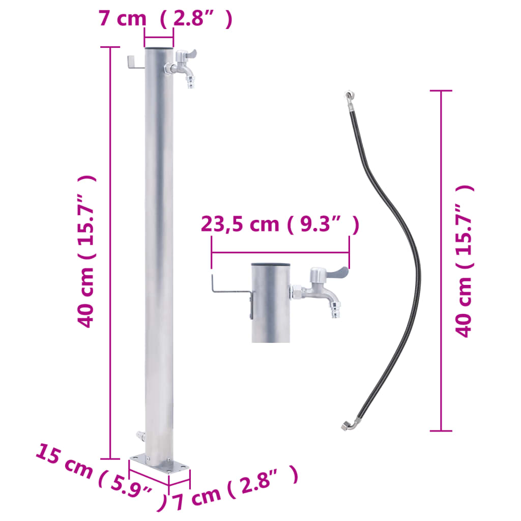 Zahradní sloupek na vodu 40 cm nerezová ocel kulatý