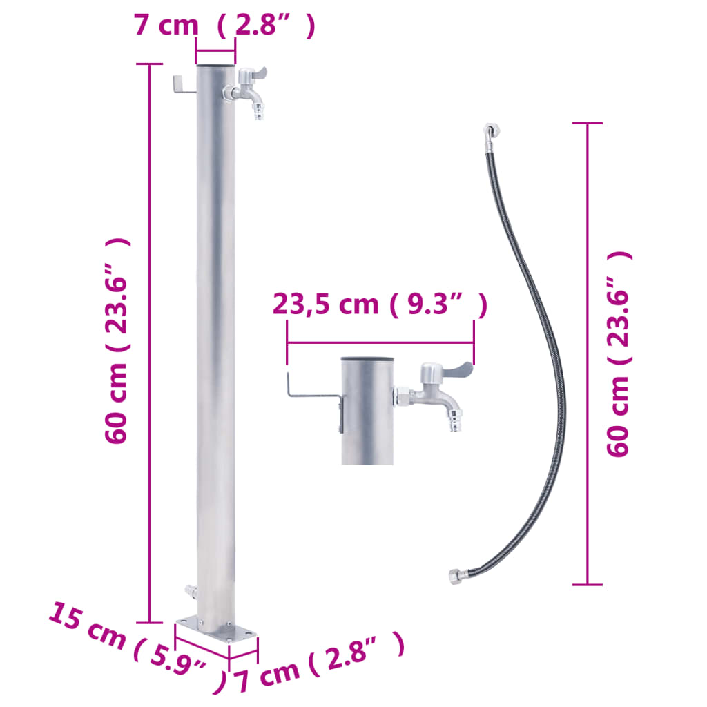 Zahradní sloupek na vodu 60 cm nerezová ocel kulatý