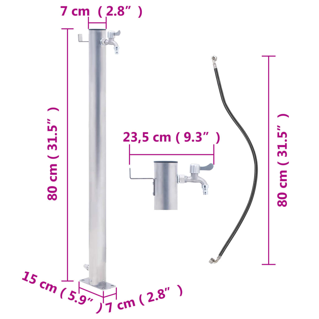 Zahradní sloupek na vodu 80 cm nerezová ocel kulatý