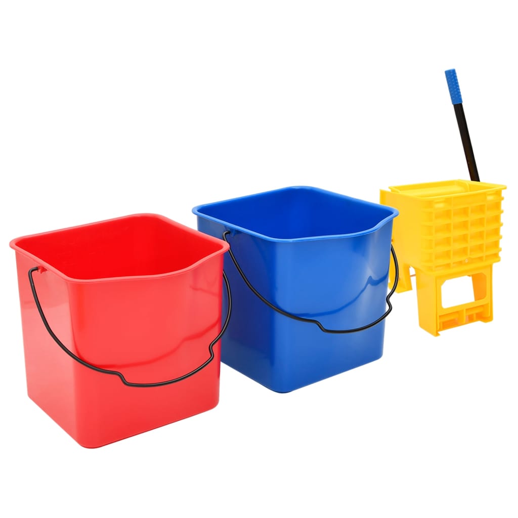 Úklidový vozík s kbelíky a ždímačkou PP a chromovaná ocel
