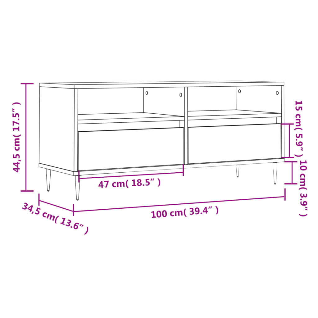 TV skříňka dub sonoma 100 x 34,5 x 44,5 cm kompozitní dřevo