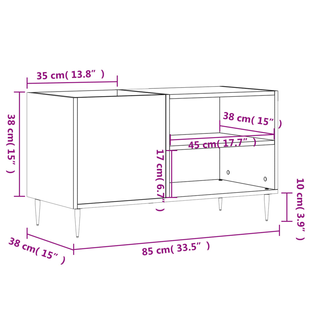 Skříňka na LP desky betonově šedá 85x38x48 cm kompozitní dřevo