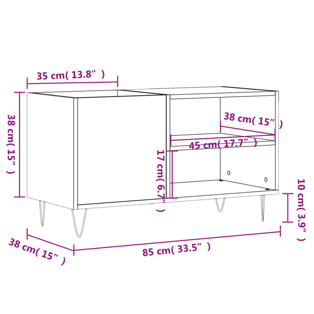 Skříňka na LP desky lesklá bílá 85x38x48 cm kompozitní dřevo