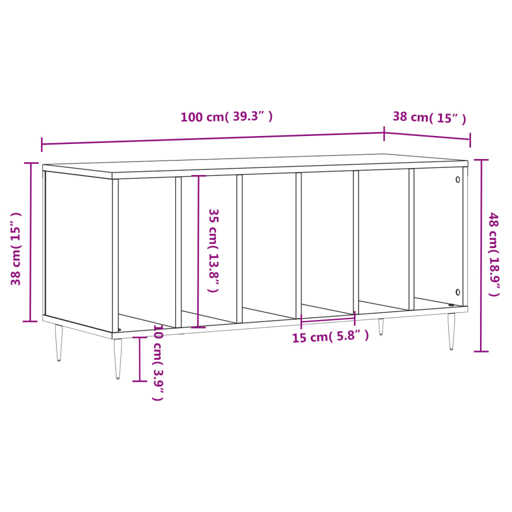 Skříňka na LP desky hnědý dub 100x38x48 cm kompozitní dřevo