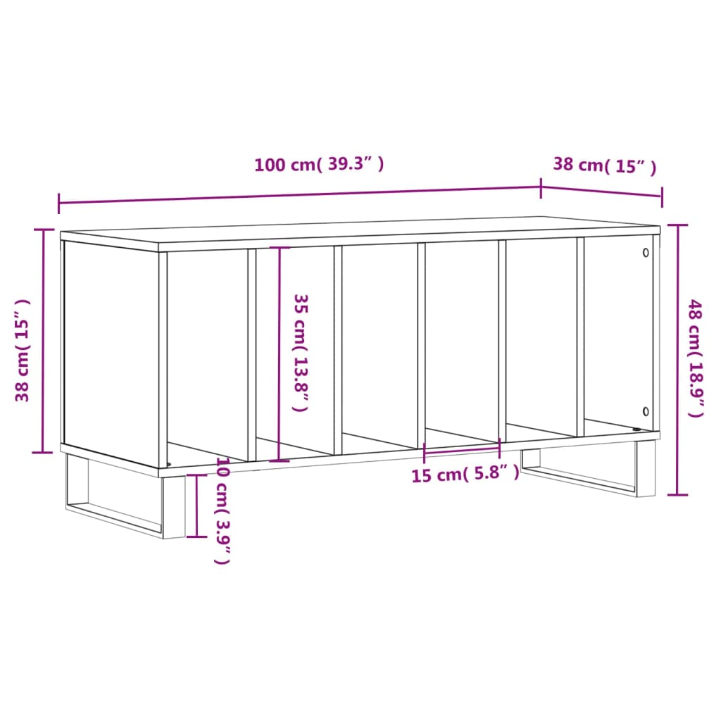 Skříňka na LP desky hnědý dub 100x38x48 cm kompozitní dřevo