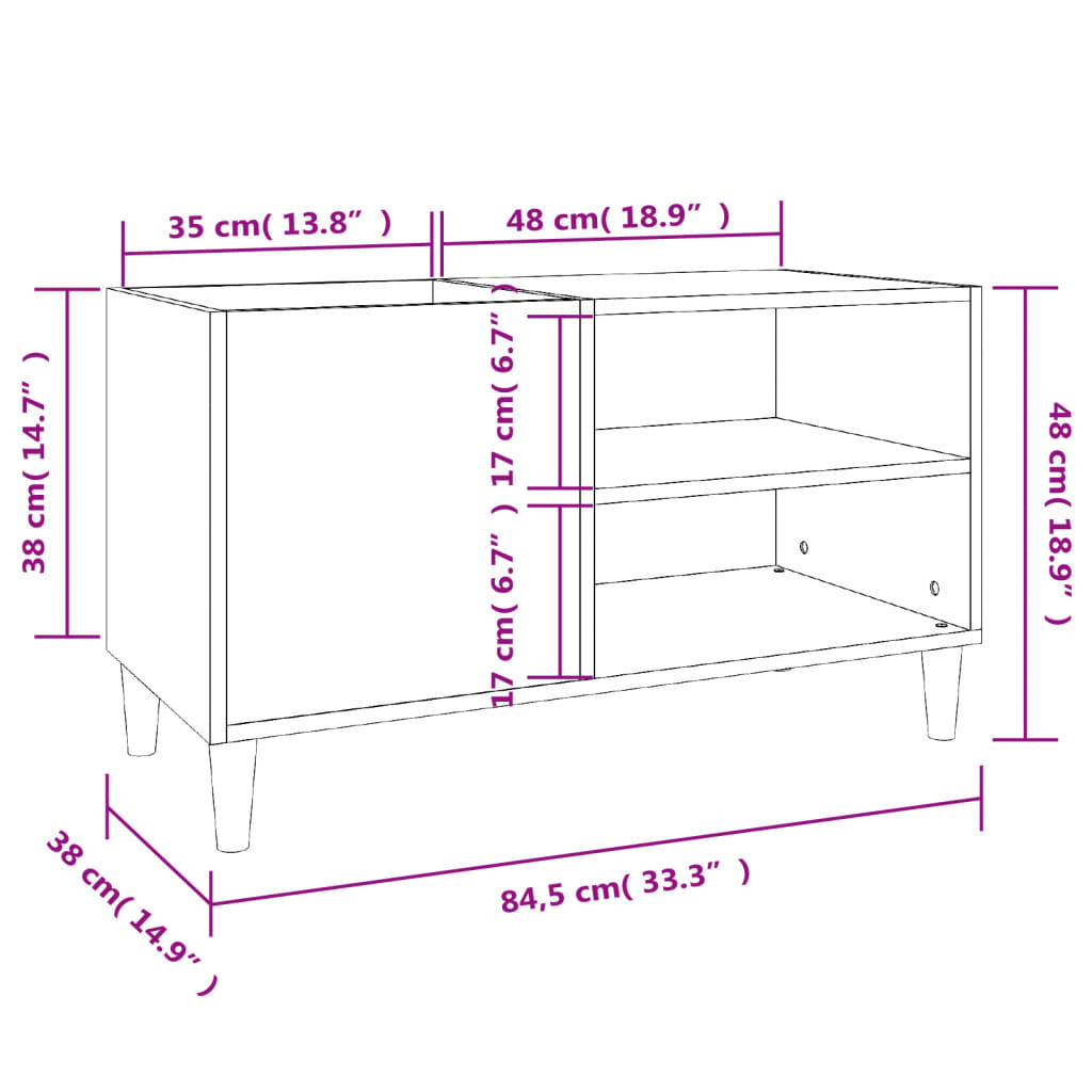 Skříňka na LP desky černá 84,5 x 38 x 48 cm kompozitní dřevo