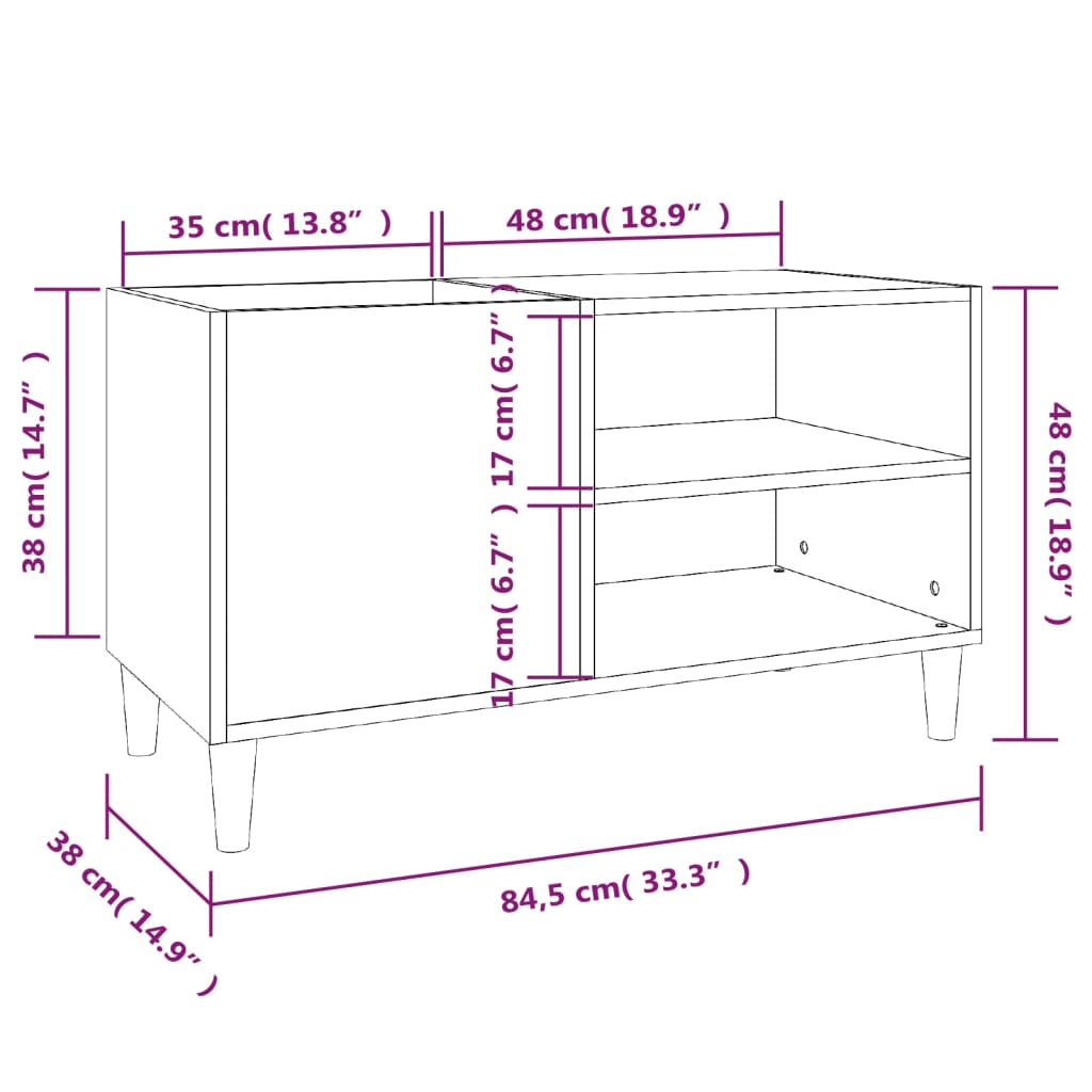 Skříňka na LP desky černá 84,5 x 38 x 48 cm kompozitní dřevo