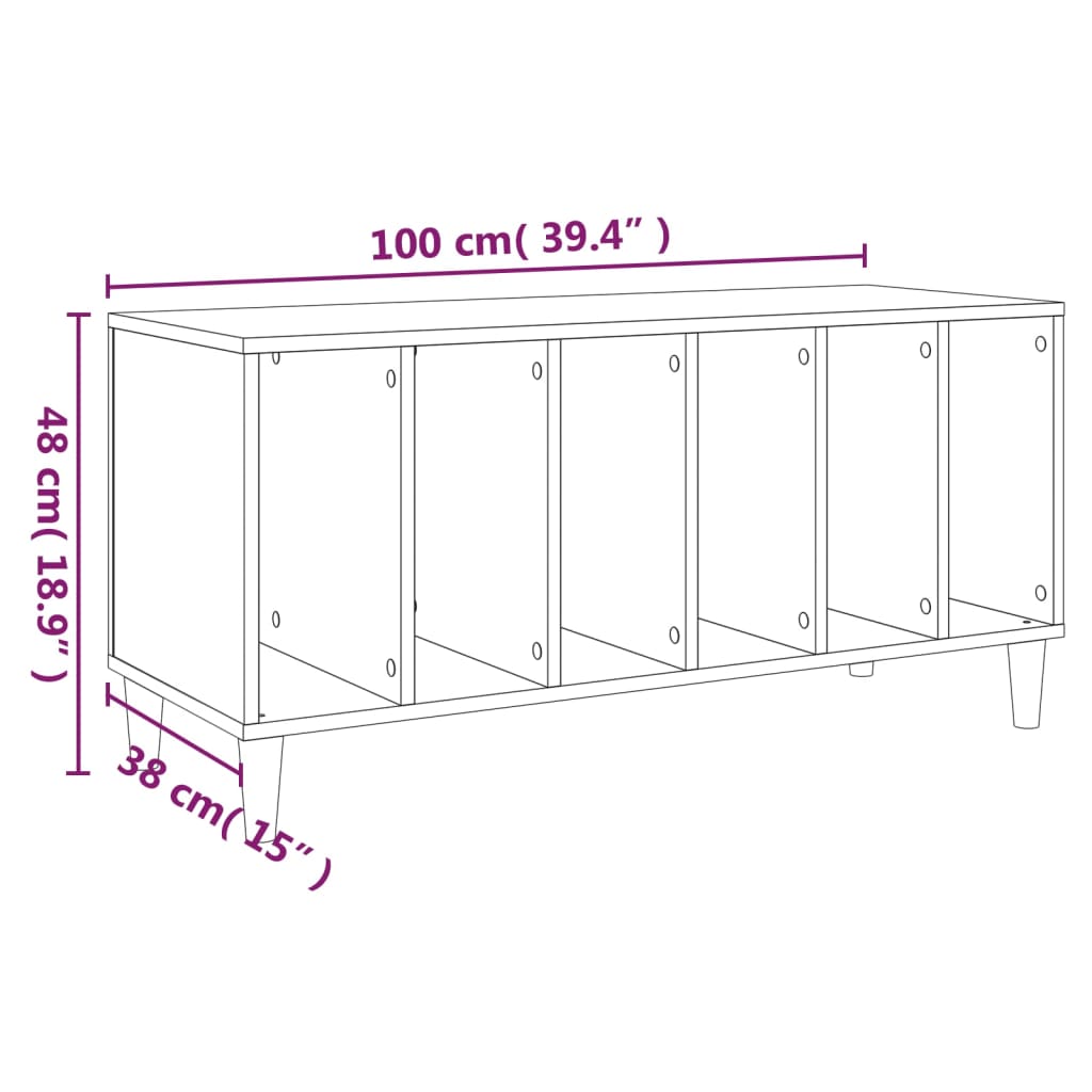 Skříňka na LP desky betonově šedá 100x38x48 cm kompozitní dřevo