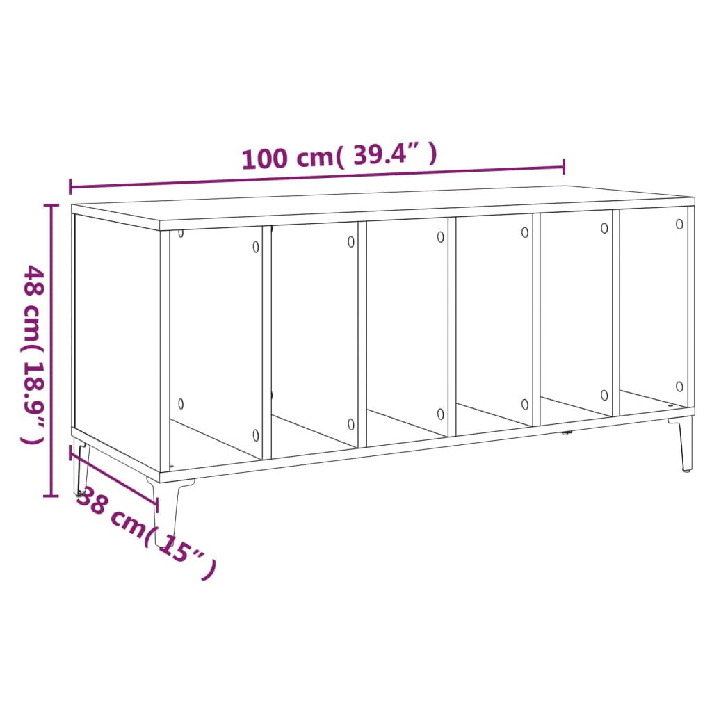 Skříňka na LP desky betonově šedá 100x38x48 cm kompozitní dřevo