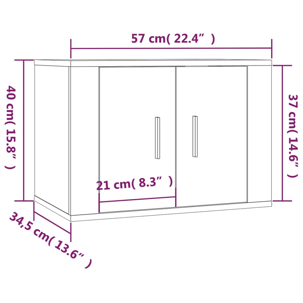 Nástěnné TV skříňky 2 ks bílé 57 x 34,5 x 40 cm