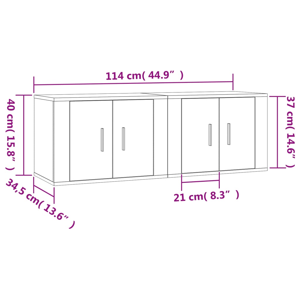 Nástěnné TV skříňky 2 ks bílé s vysokým leskem 57x34,5x40 cm