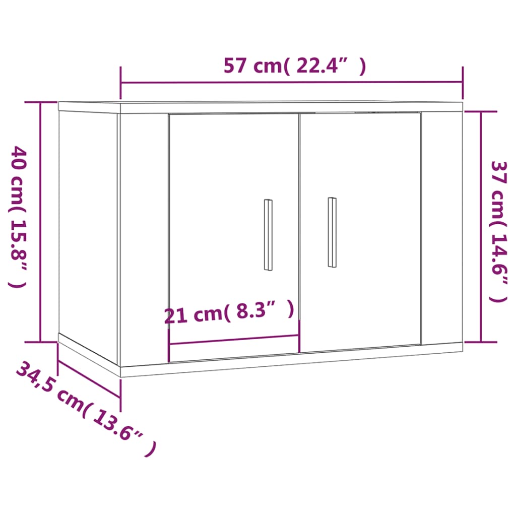 Nástěnné TV skříňky 2 ks bílé s vysokým leskem 57x34,5x40 cm