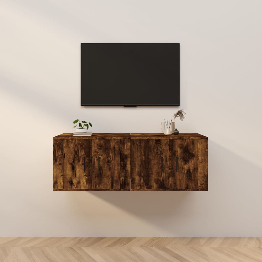 Nástěnné TV skříňky 2 ks kouřový dub 57 x 34,5 x 40 cm