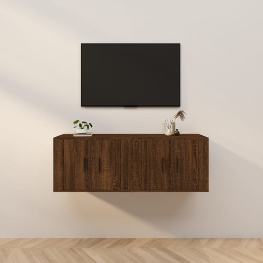 Nástěnné TV skříňky 2 ks hnědý dub 57 x 34,5 x 40 cm