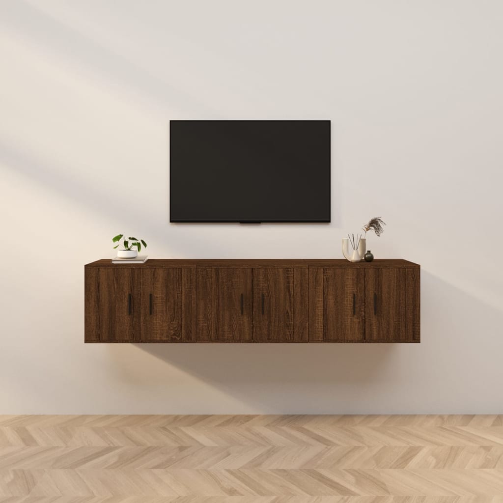 Nástěnné TV skříňky 3 ks hnědý dub 57 x 34,5 x 40 cm