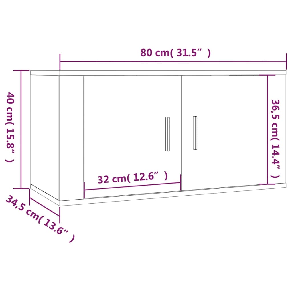 Nástěnné TV skříňky 2 ks bílé 80 x 34,5 x 40 cm