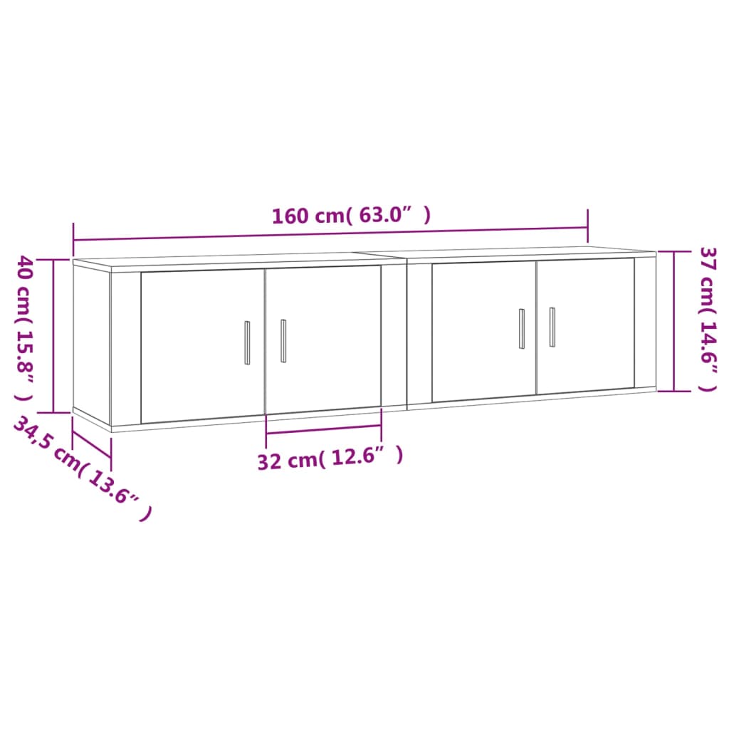 Nástěnné TV skříňky 2 ks bílé s vysokým leskem 80x34,5x40 cm