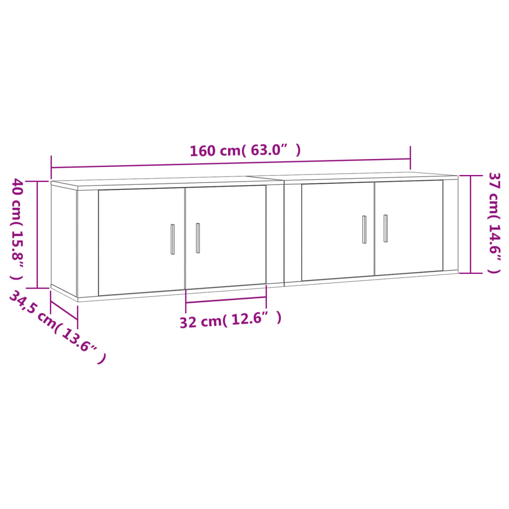 Nástěnné TV skříňky 2 ks hnědý dub 80 x 34,5 x 40 cm